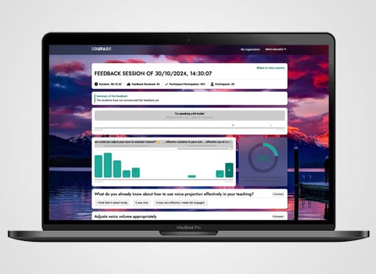 A feedback report on eduFade that students can use to evaluate their teaching