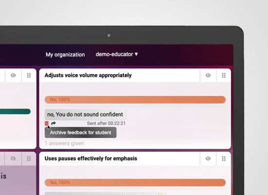 An educator archiving feedback on eduFade